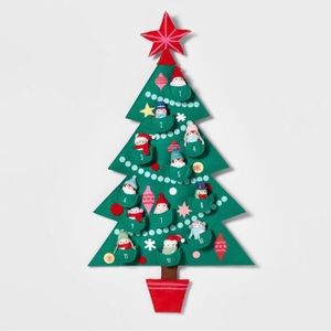 Wondershop Fabric Christmas Tree with Birds Hanging Advent Calendar Green 32”